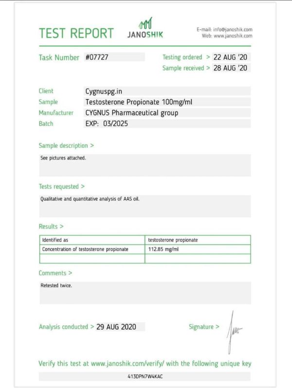 Testosterone Propionate (Cygnus Pharma) (2000mg) Bestellen – Bild 3